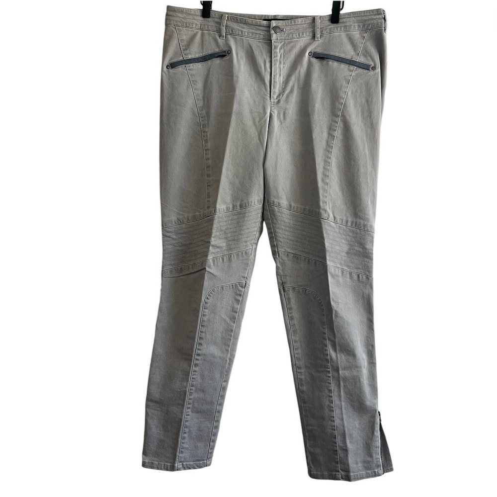Peruvian Connection Moto Pants Womens 16 Gray Ankle Zip Stretch Cotton Pants